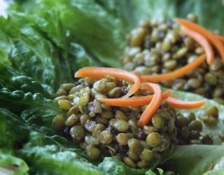 a close up of curried lentil salad
