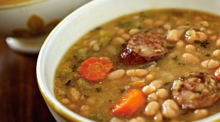 Chartres Cajun White Bean and Sausage Soup in a bowl