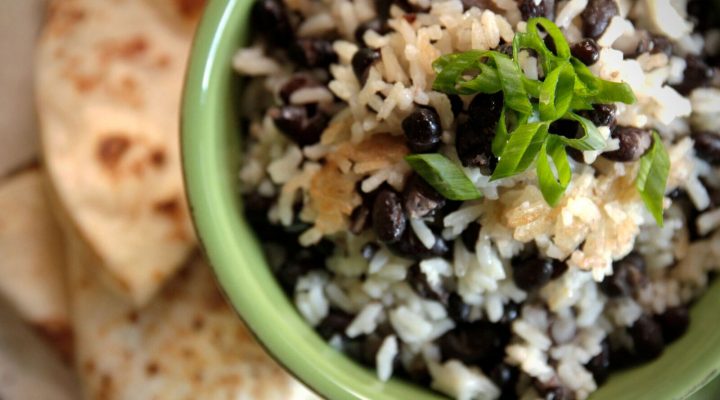 a bowl of spotted rooster (nicaraugan gallo pinto)