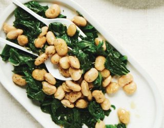 a close up of Pan Fried Butter Beans & Greens