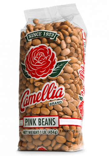 the front of a package of camellia brand pink beans