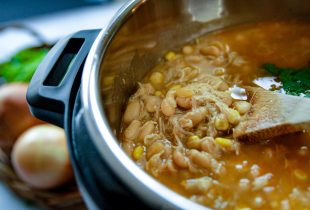 a close up of Instant Pot White Chicken Chili