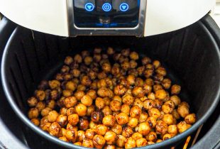 air fryer cooking chickpea and garbanzo beans with honey