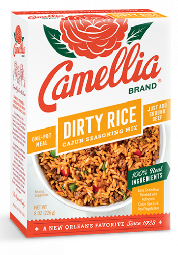 a box of camellia brand dirty rice cajun seasoning