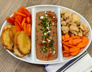 Red Bean Dip on white platter