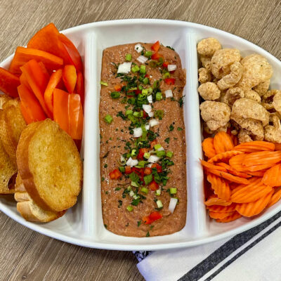 Red Bean Dip on white platter