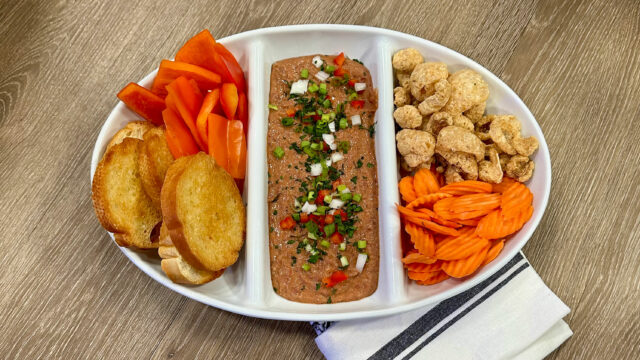 Red Bean Dip on white platter