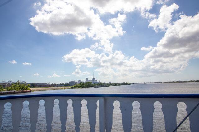 the view from the deck of creole queen